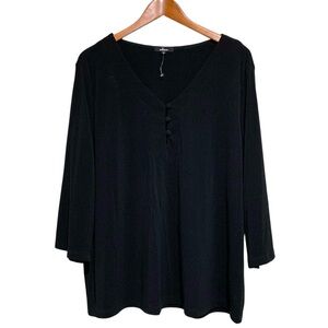 Vintage USA Educe Women’s Pullover Top Size 3X Black 3/4 Sleeves Career Office